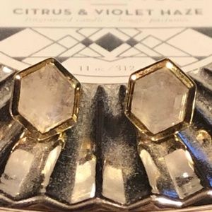 Hexagon Moonstone Sud Earrings